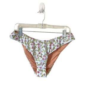 J. Crew Floral Berry Bikini Bottom Blue Size Large NEW